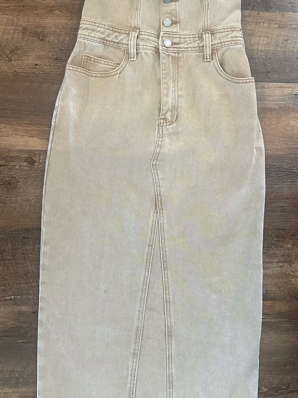 Sincerely Jules Strapless Beige/Tan Midi Skirt